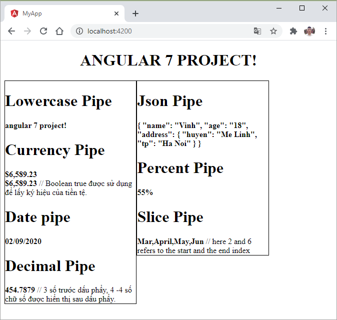 Pipe trong Angular7 Pipe trong Angular7