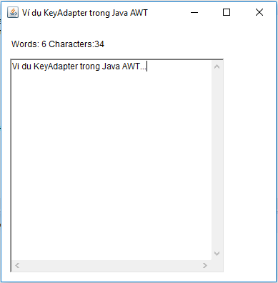 Ví dụ KeyAdaptertrong Java AWT Ví dụ KeyAdaptertrong Java AWT