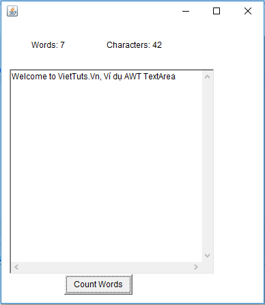 Ví dụ TextArea trong Java AWT