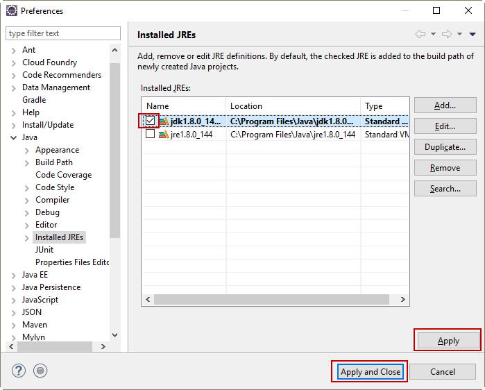 Cấu hình JDK cho Eclipse