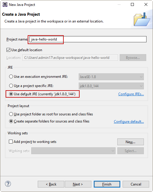 Tạo Java project trong Eclipse Tạo Java project trong Eclipse
