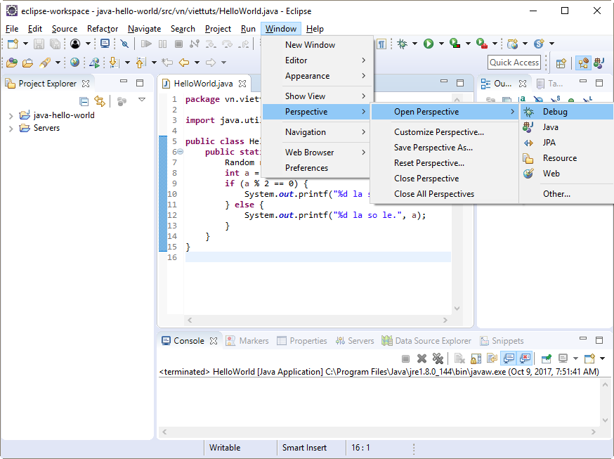 Thiết lập debug perspective cho Eclipse Thiết lập debug perspective cho Eclipse