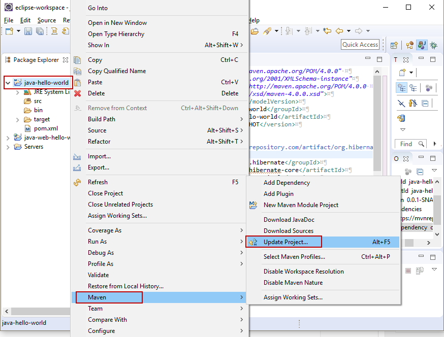 Update Maven project trong Eclipse Update Maven project trong Eclipse