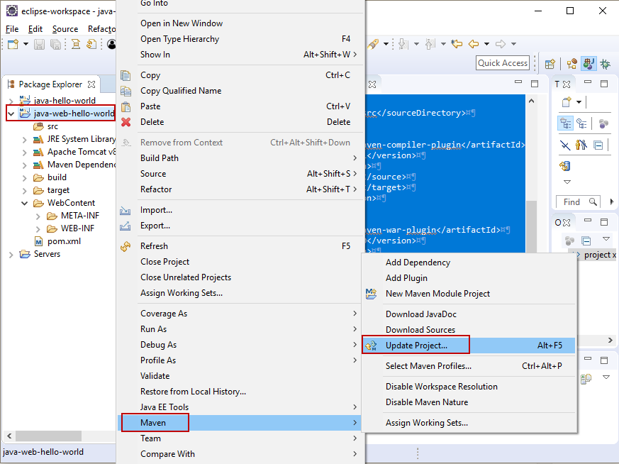 Update Maven web project trong Eclipse Update Maven web project trong Eclipse