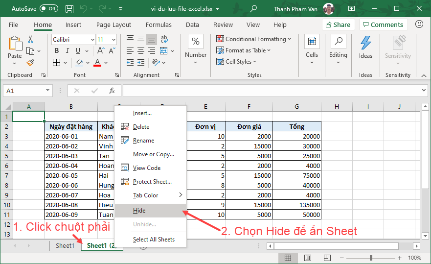 Ẩn bảng tính (Worksheet) trong Excel Ẩn bảng tính (Worksheet) trong Excel