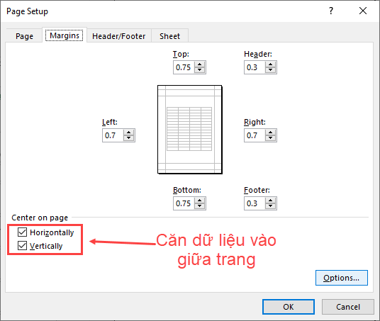 Căn lề (margin) trong Excel Căn lề (margin) trong Excel