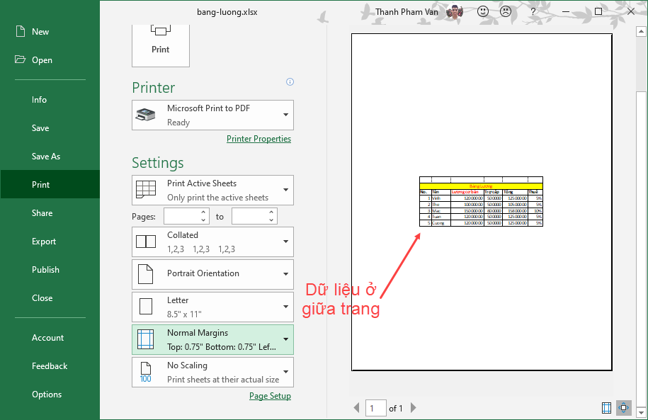 Căn lề (margin) trong Excel