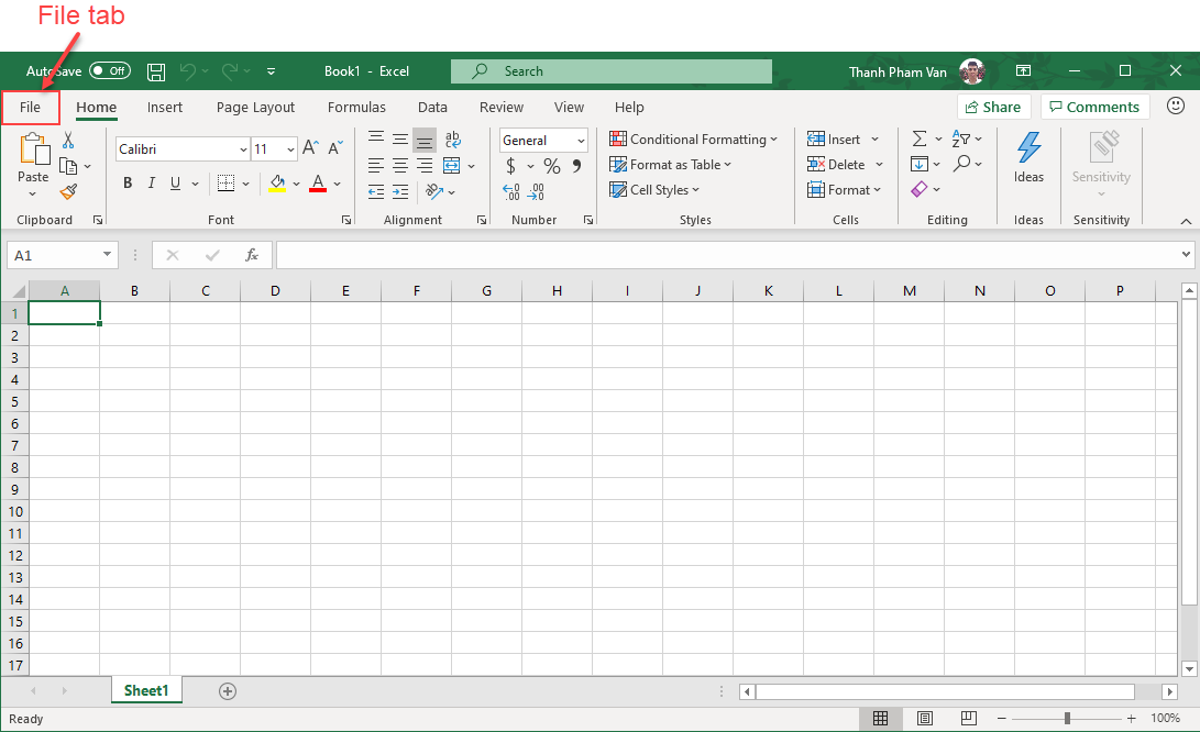 Chế độ xem Backstage trong Excel Chế độ xem Backstage trong Excel