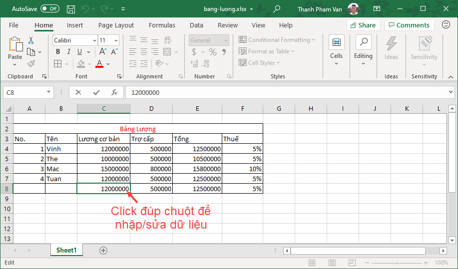 Chèn dữ liệu trong Excel Chèn dữ liệu trong Excel