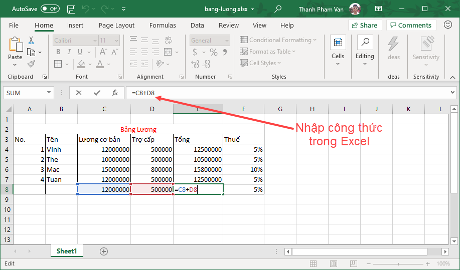 Chèn dữ liệu trong Excel Chèn dữ liệu trong Excel