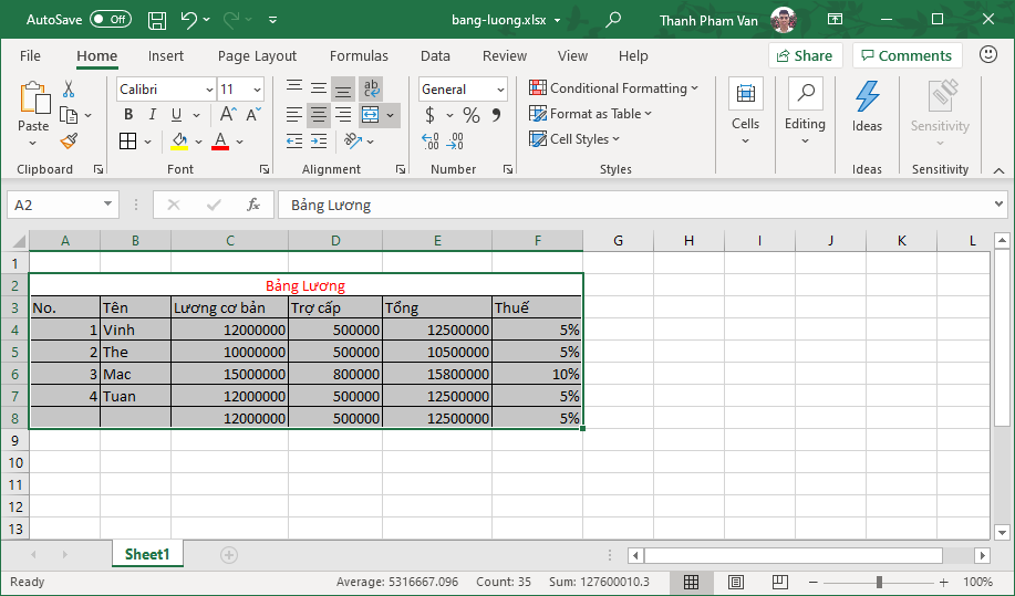 Chọn dữ liệu trong Excel