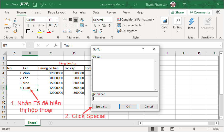 Chọn dữ liệu trong Excel Chọn dữ liệu trong Excel