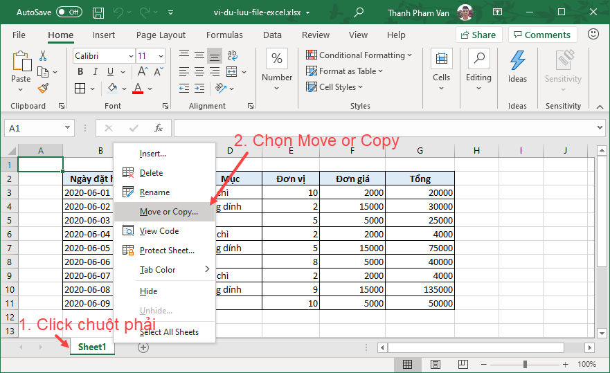 Copy bảng tính (Worksheet) trong Excel Copy bảng tính (Worksheet) trong Excel