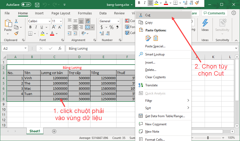 Di chuyển dữ liệu trong Excel Di chuyển dữ liệu trong Excel