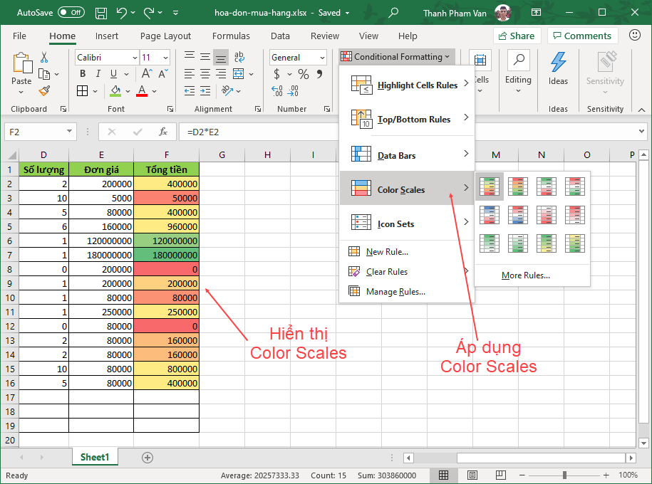 Định dạng có điều kiện trong Excel