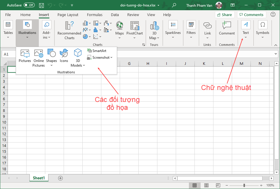 Đối tượng đồ họa trong Excel