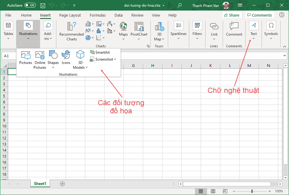 Đối tượng đồ họa trong Excel Đối tượng đồ họa trong Excel