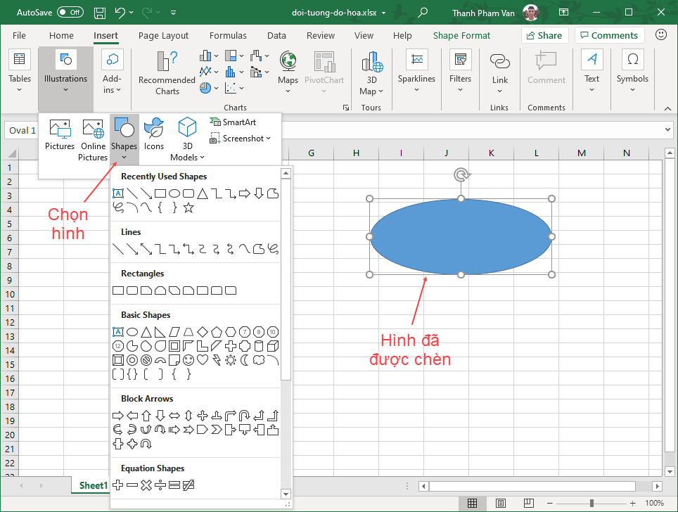 Đối tượng đồ họa trong Excel