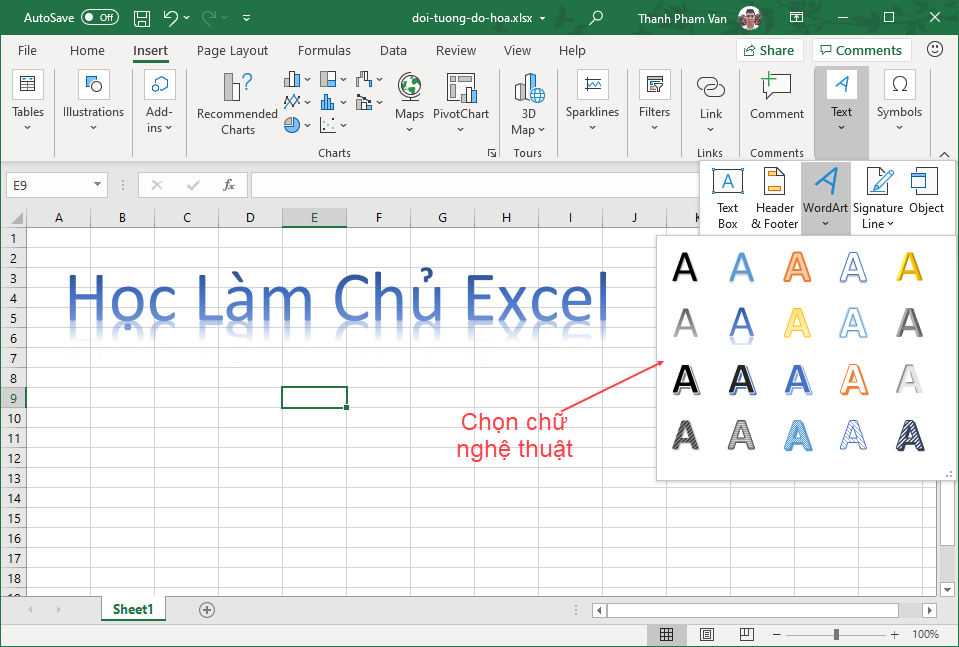 Đối tượng đồ họa trong Excel