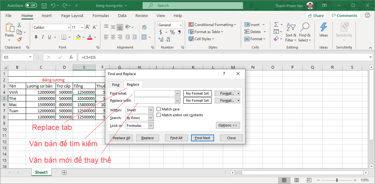 Find/Replace trong Excel - Tìm và thay thế trong Excel Find/Replace trong Excel - Tìm và thay thế trong Excel