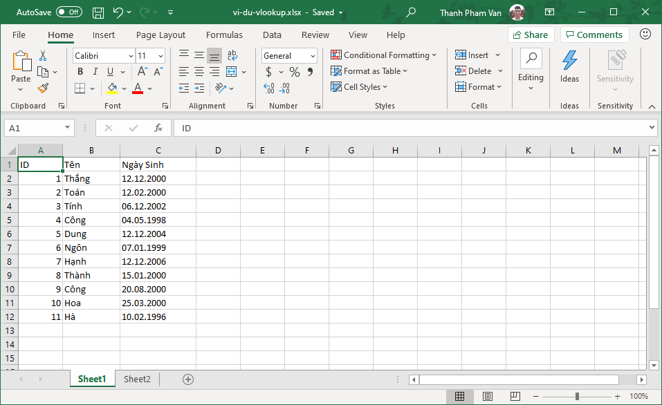 Hàm VLOOKUP trong Excel