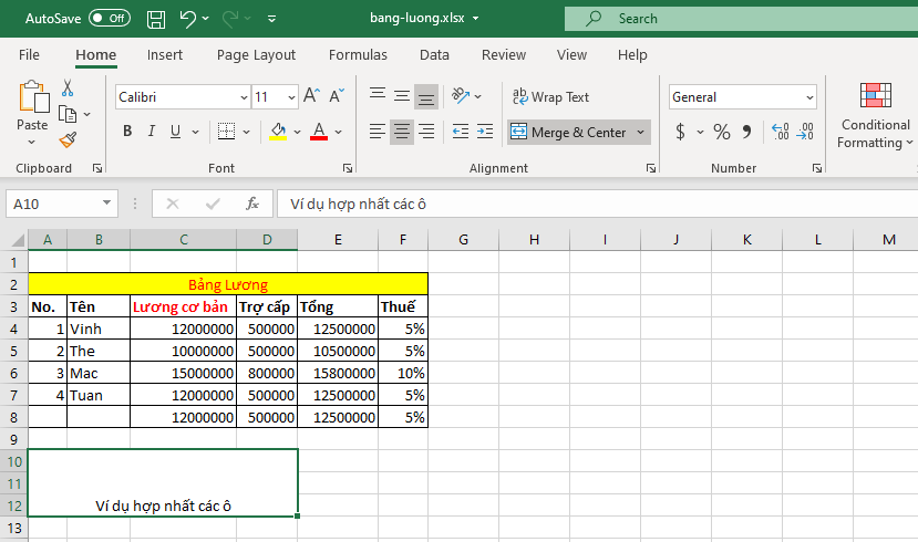 Merge & Wrap trong Excel Merge & Wrap trong Excel