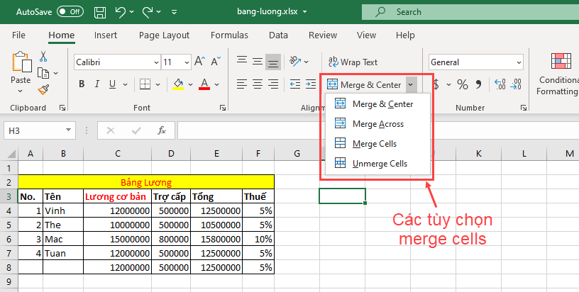 Merge & Wrap trong Excel Merge & Wrap trong Excel