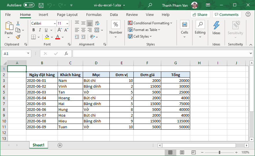 Mở một file Excel Mở một file Excel