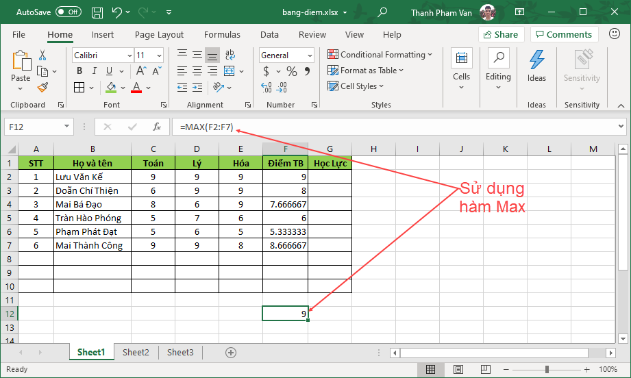 Sử dụng các hàm trong Excel Sử dụng các hàm trong Excel