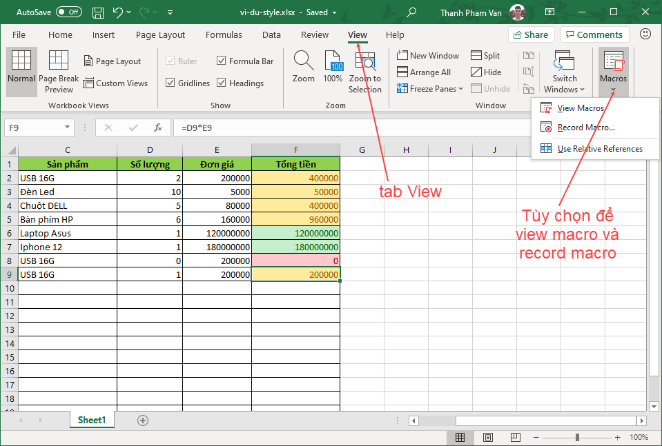 Sử dụng macro trong Excel Sử dụng macro trong Excel