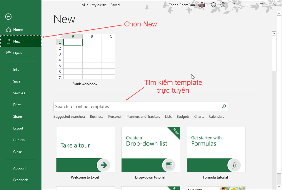 Sử dụng Templates trong Excel Sử dụng Templates trong Excel