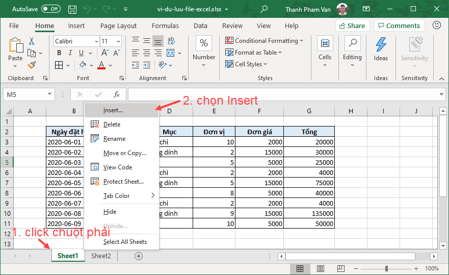 Tạo bảng tính (Worksheet) trong Excel Tạo bảng tính (Worksheet) trong Excel