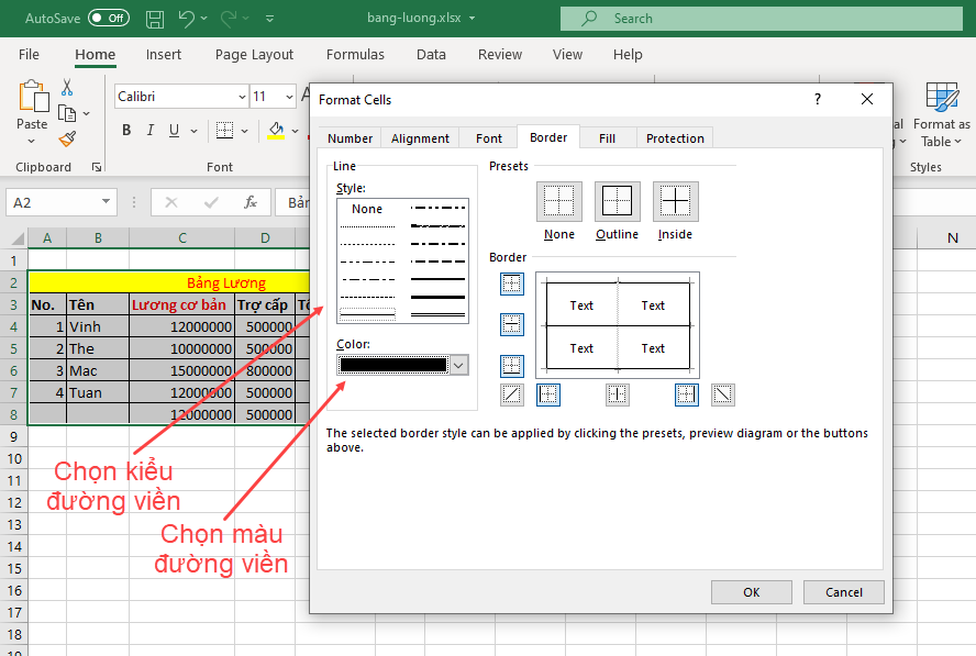 Tạo đường viền (border) trong Excel Tạo đường viền (border) trong Excel