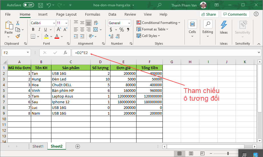 Tham chiếu ô trong công thức Excel Tham chiếu ô trong công thức Excel