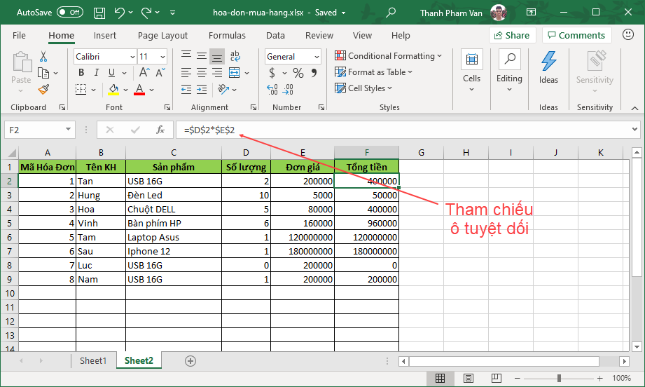 Tham chiếu ô trong công thức Excel Tham chiếu ô trong công thức Excel