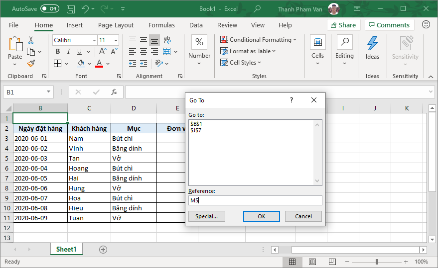 Thao tác cơ bản trong Excel