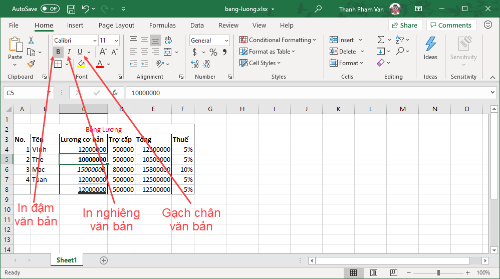 Trang trí văn bản trong Excel Trang trí văn bản trong Excel