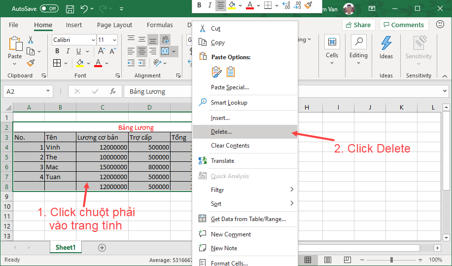 Xóa dữ liệu trong Excel Xóa dữ liệu trong Excel