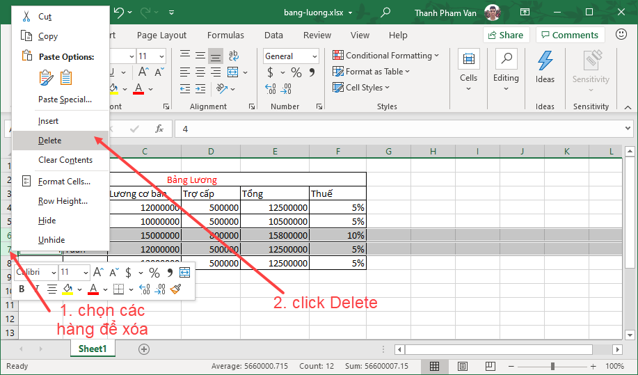 Xóa dữ liệu trong Excel Xóa dữ liệu trong Excel