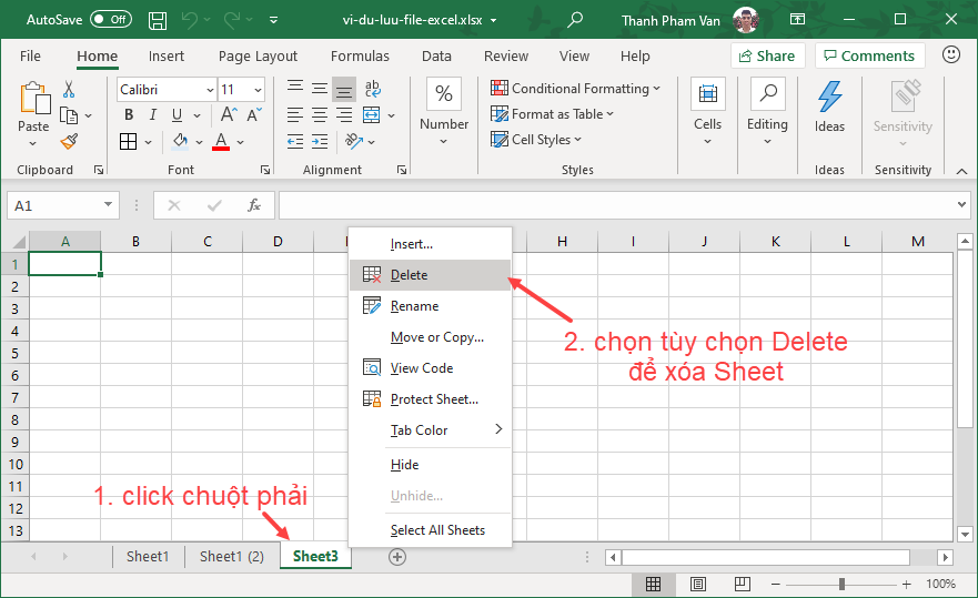 Xóa bảng tính (Worksheet) trong Excel Xóa bảng tính (Worksheet) trong Excel