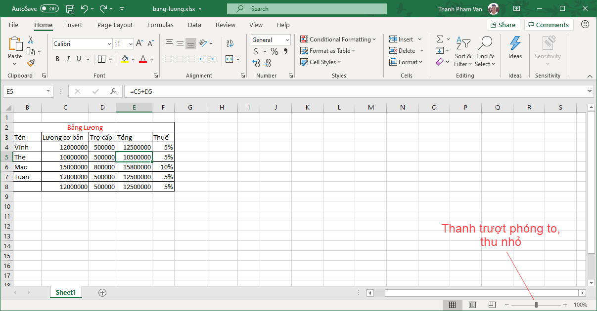 Phóng to, thu nhỏ trong Excel - Zoom in, Zoom out trong Excel Phóng to, thu nhỏ trong Excel - Zoom in, Zoom out trong Excel