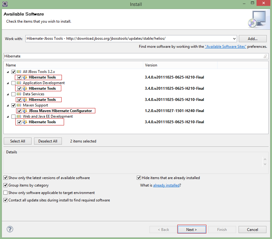 Cài đặt Hibernate/Jboss Tools trong Eclipse IDE