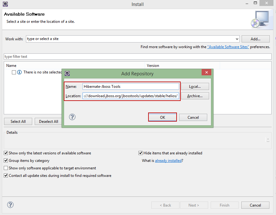 Cài đặt Hibernate/Jboss Tools trong Eclipse IDE