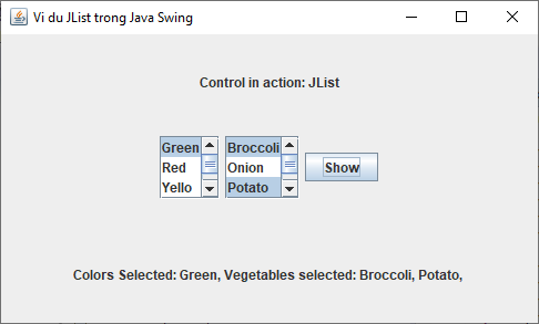 Lớp JList trong Java Swing Lớp JList trong Java Swing