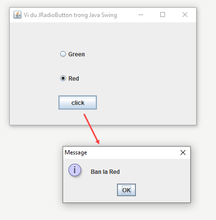 Lớp JRadioButton trong Java Swing