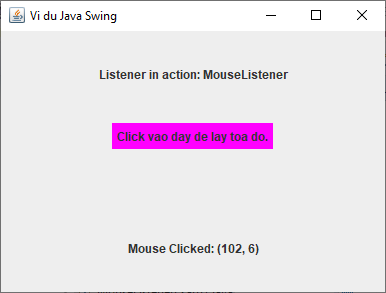MouseListener trong Java Swing MouseListener trong Java Swing