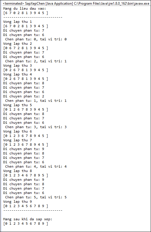 Sắp xếp chèn (Insertion Sort) trong Java Sắp xếp chèn (Insertion Sort) trong Java