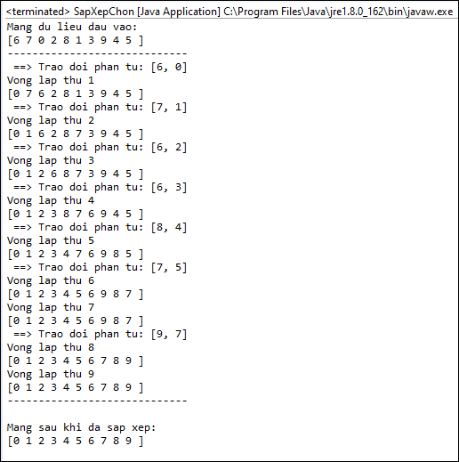 Sắp xếp chọn (Selection Sort) trong Java Sắp xếp chọn (Selection Sort) trong Java
