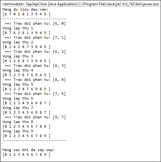 Sắp xếp chọn (Selection Sort) trong Java