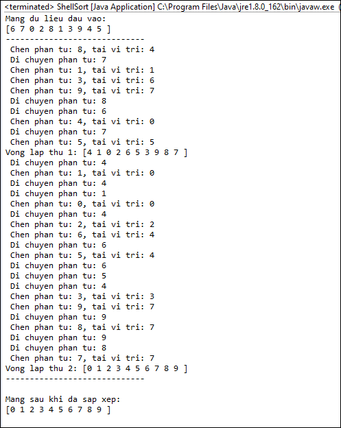 Sắp xếp Shell Sort trong Java